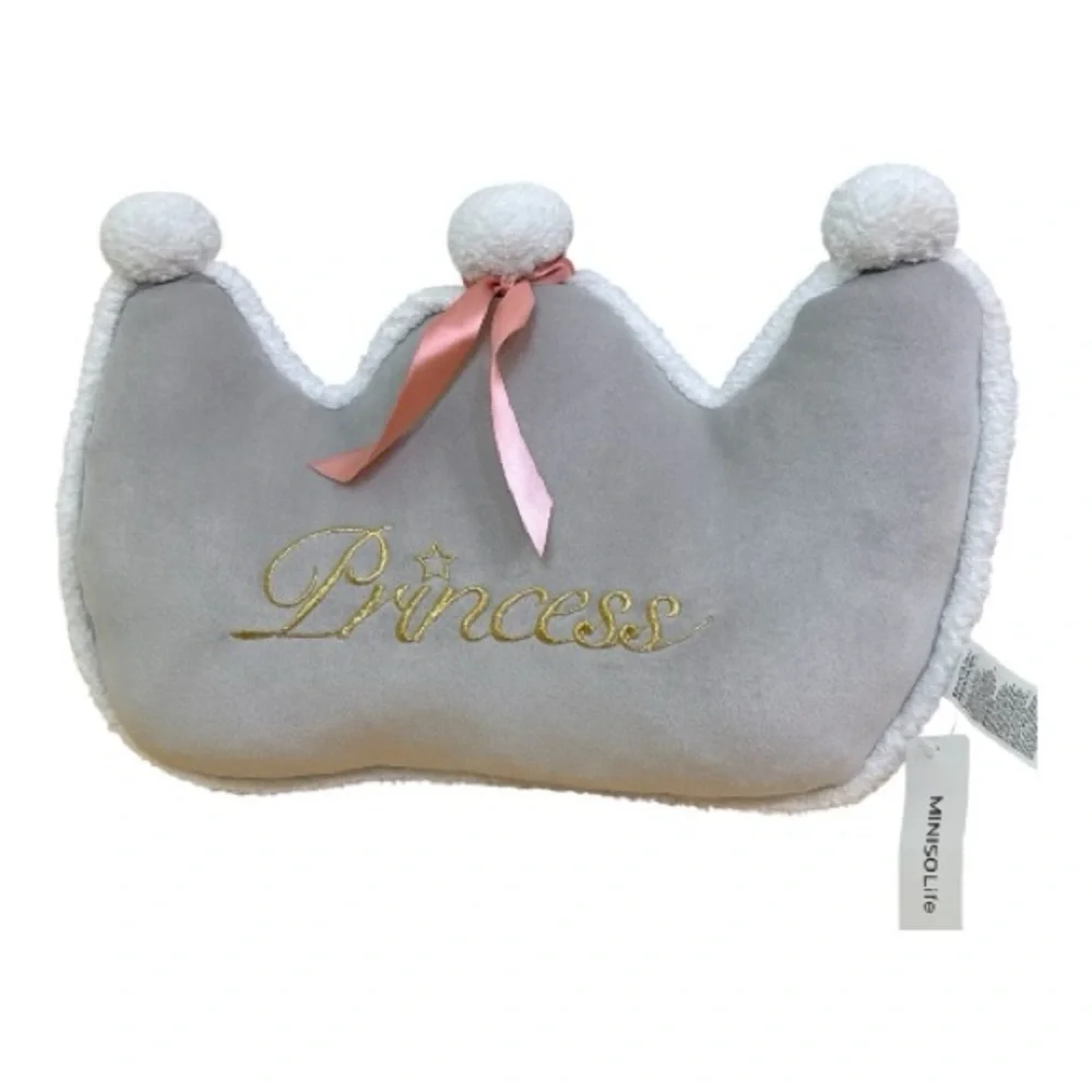MINISO Life Princess Crown Plush Pillow Cushion – Nursery Decor/ Kids Room NWT